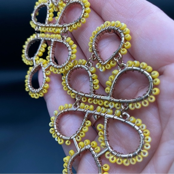 Boho Infinity Knot Dangle Earrings -Yellow Seed beads - Picture 9 of 9